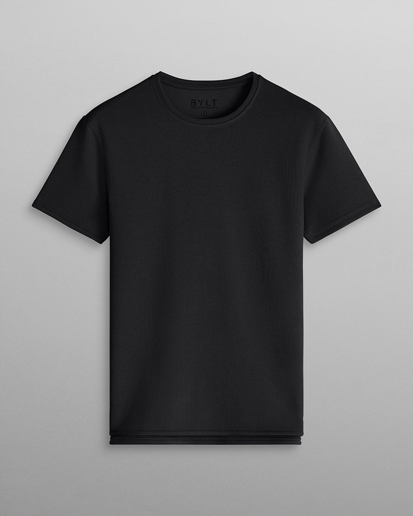 Micro Rib Short Sleeve Split-Hem