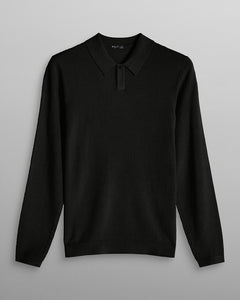 Textured Knit Long Sleeve Polo
