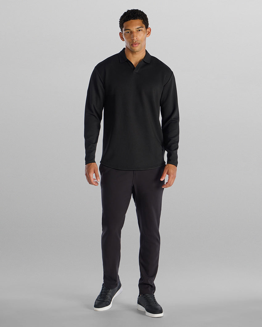 Micro Rib Long Sleeve Polo