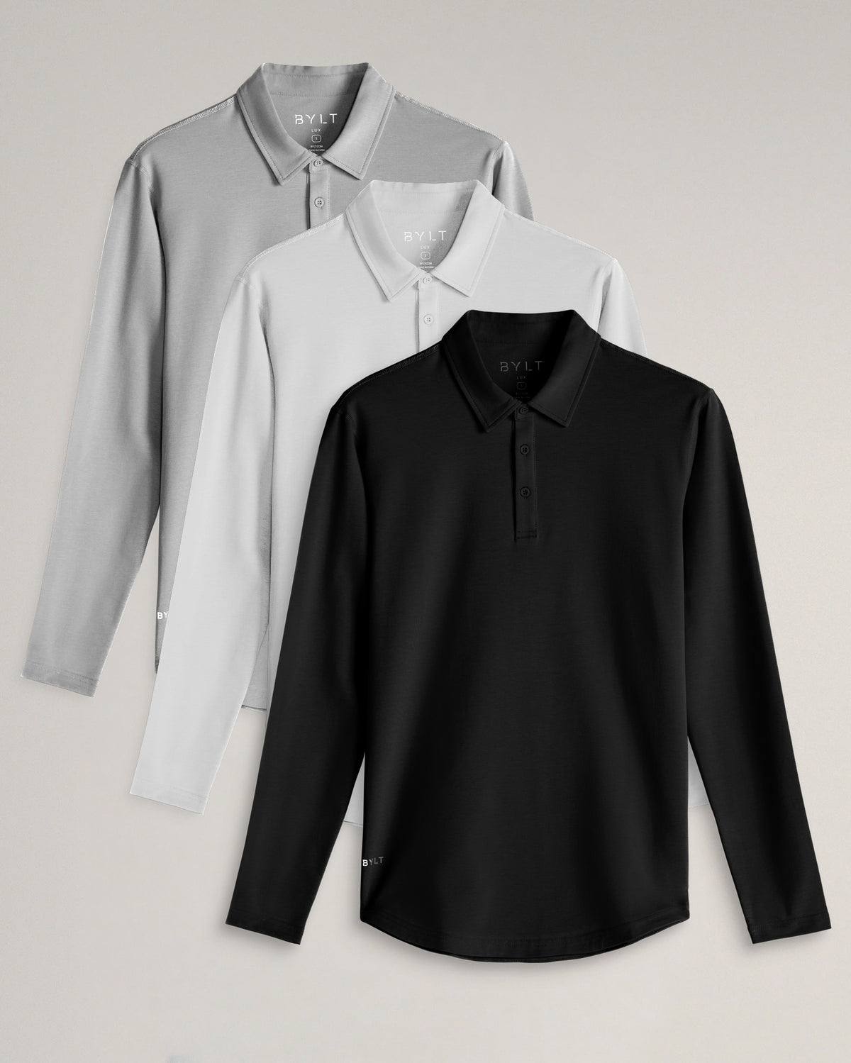 Drop-Cut Long Sleeve: LUX Polo Custom 3-pack