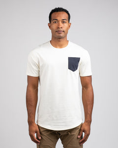 Bone/Navy - Drop-Cut LUX Pocket Shirt