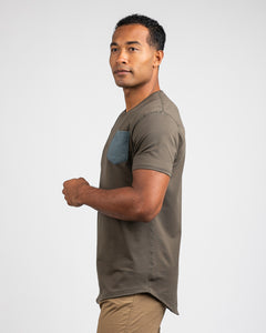 Stone/Pacific - Drop-Cut LUX Pocket Shirt