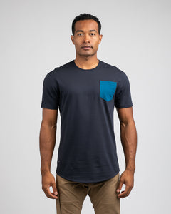 Navy/Swell - Drop-Cut LUX Pocket Shirt