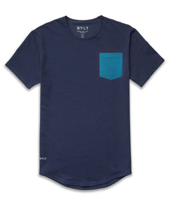 Navy/Swell - Drop-Cut LUX Pocket Shirt