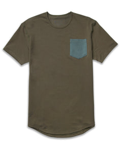 Stone/Pacific - Drop-Cut LUX Pocket Shirt