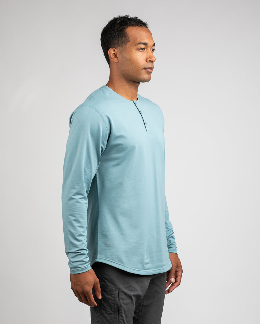 Slate - Henley Drop-Cut: LUX Long Sleeve