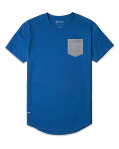 Royal/Heather-Grey - Drop-Cut LUX Pocket Shirt