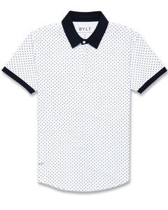White-Navy-Dotted