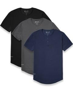 Henley Drop-Cut Shirt - 3 Pack