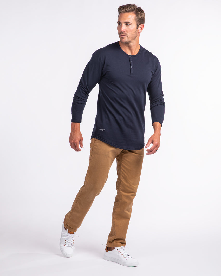 Henley Drop-Cut Long Sleeve: LUX